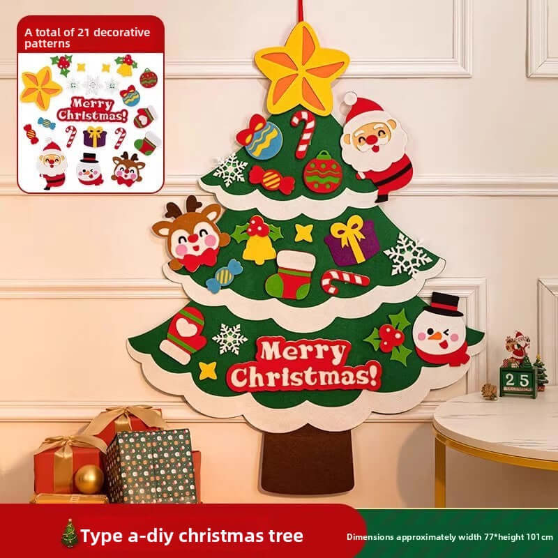 DIY Felt Christmas Tree Wall Decoration with LED Lights