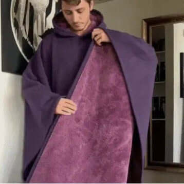 Punk Loose Hooded Woolen Cape Top