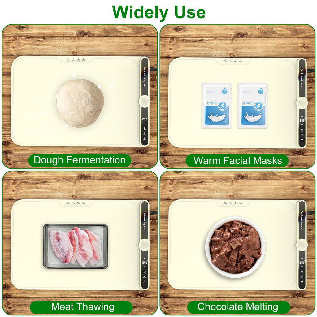 2 Size Optional Silicone Food Warming Mat With 9 Temperature Levels 6Hrs Timer Child Lock Auto Shut Off Roll-Up Electric Warming Tray For Party Buffet Gathering Daily Use 8S Fast And Even Heating