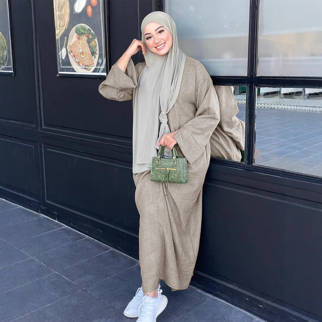 Solid-colored casual dress gown