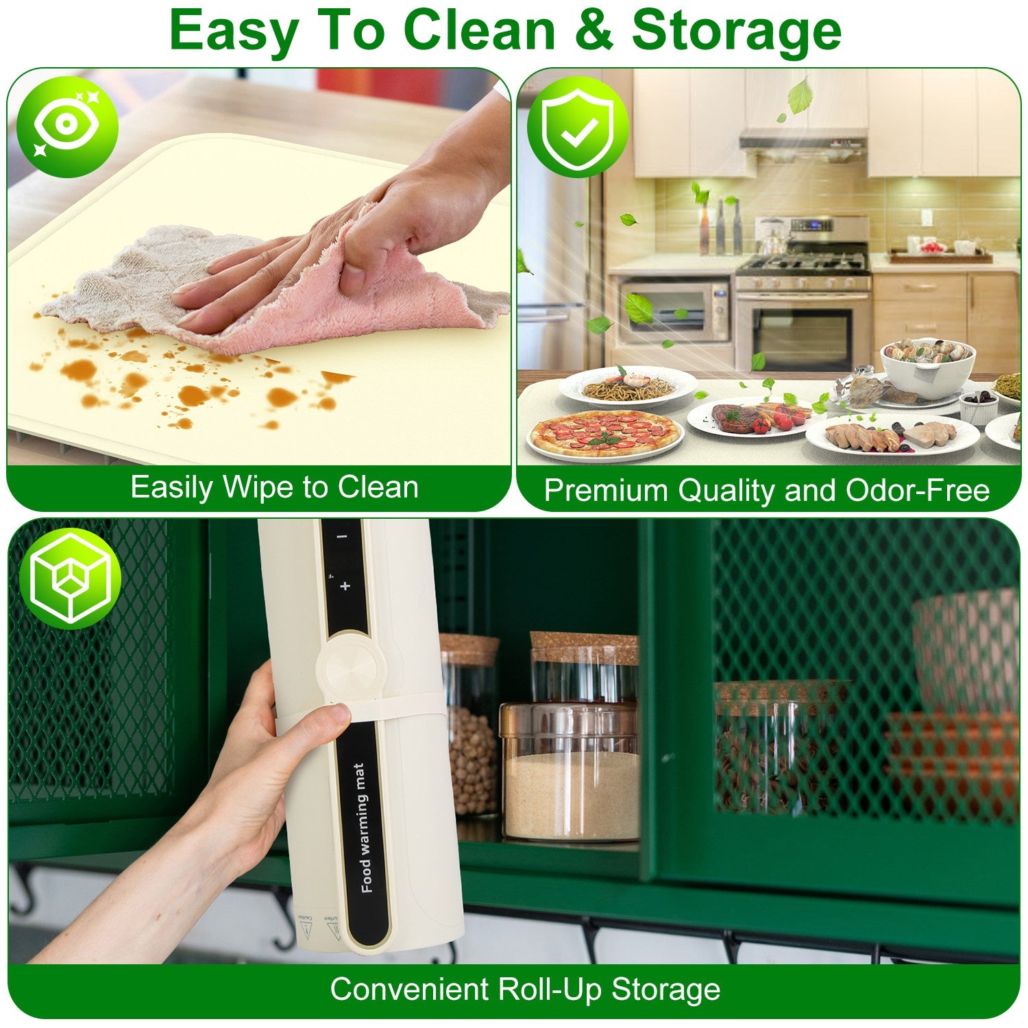 2 Size Optional Silicone Food Warming Mat With 9 Temperature Levels 6Hrs Timer Child Lock Auto Shut Off Roll-Up Electric Warming Tray For Party Buffet Gathering Daily Use 8S Fast And Even Heating