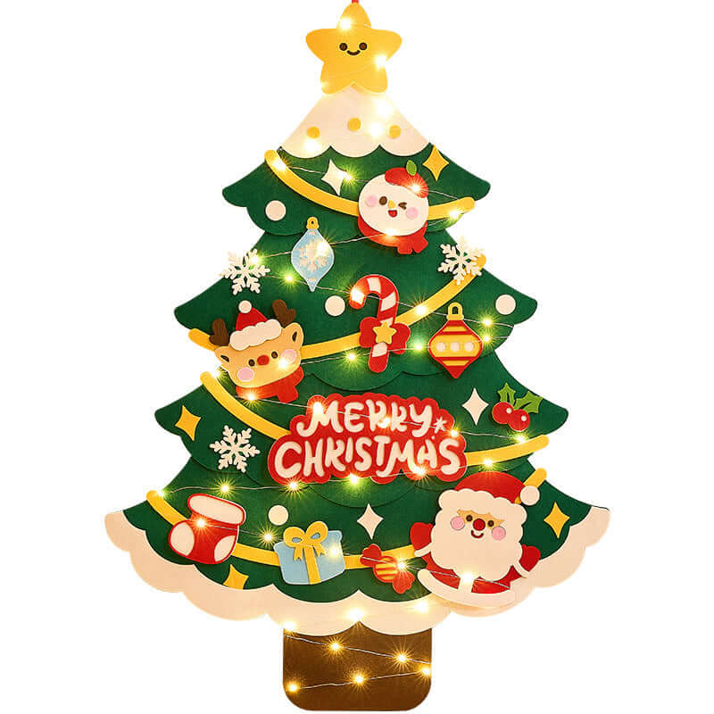 DIY Felt Christmas Tree Wall Decoration with LED Lights