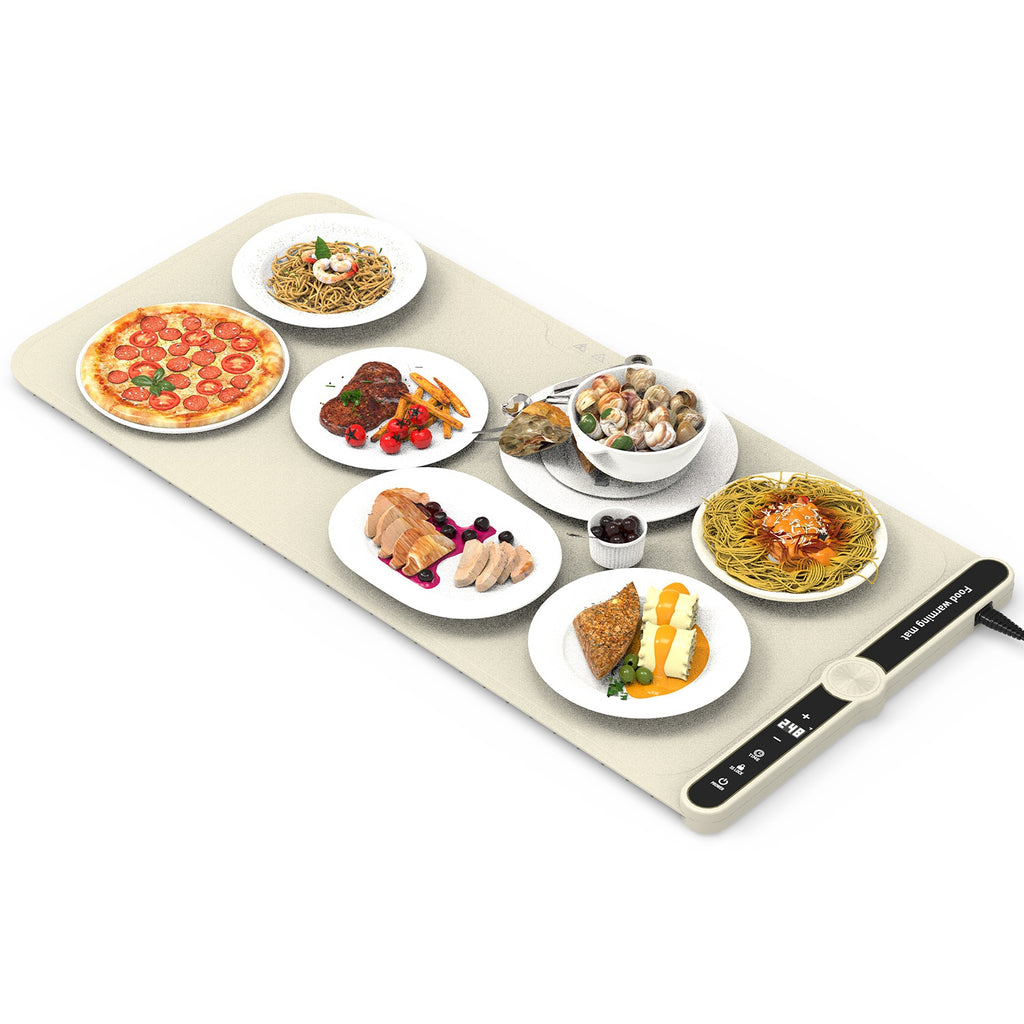 2 Size Optional Silicone Food Warming Mat With 9 Temperature Levels 6Hrs Timer Child Lock Auto Shut Off Roll-Up Electric Warming Tray For Party Buffet Gathering Daily Use 8S Fast And Even Heating